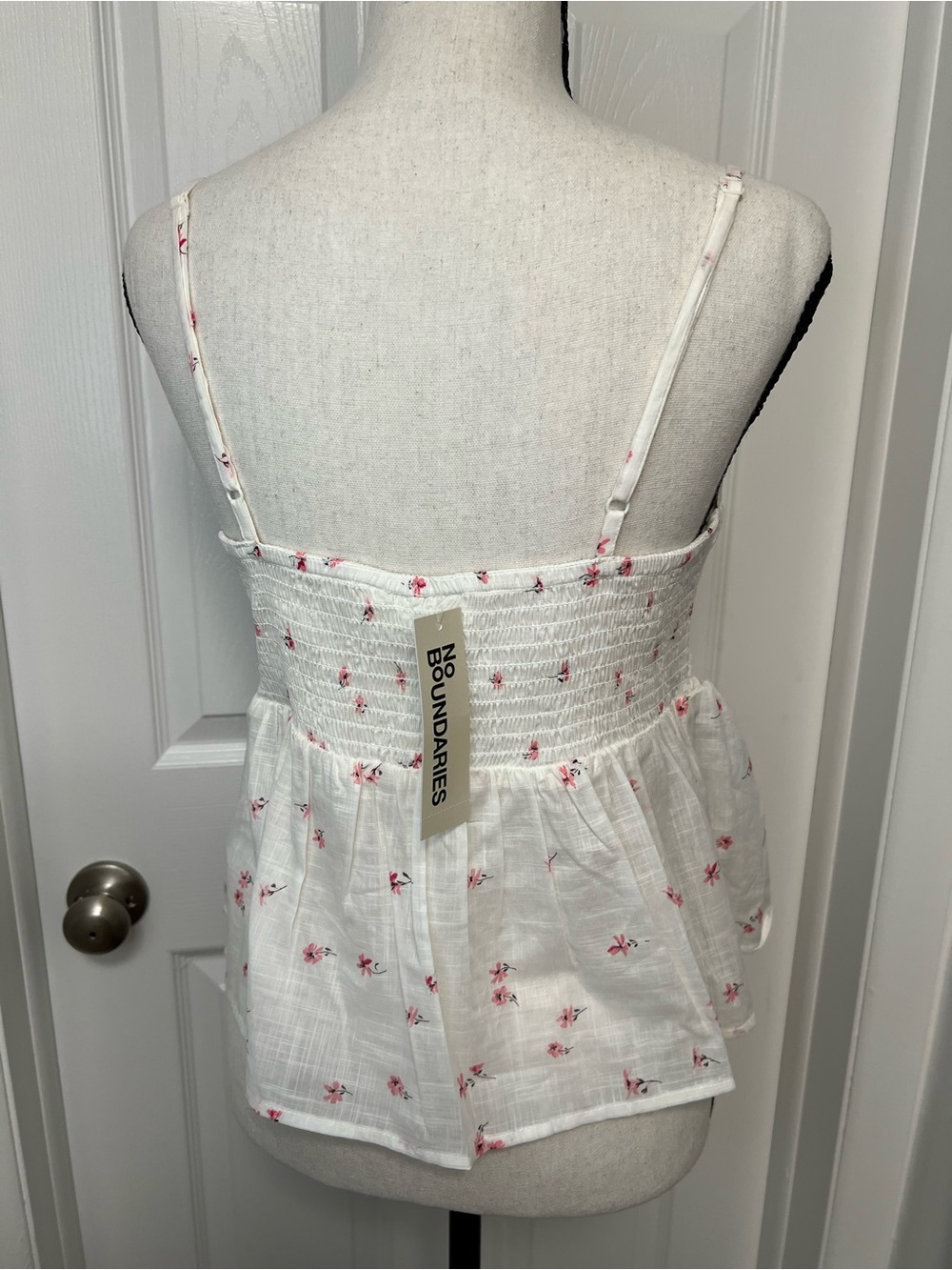 No Boundaries White Cami with Pink Floral Accent - Picture 7 of 9